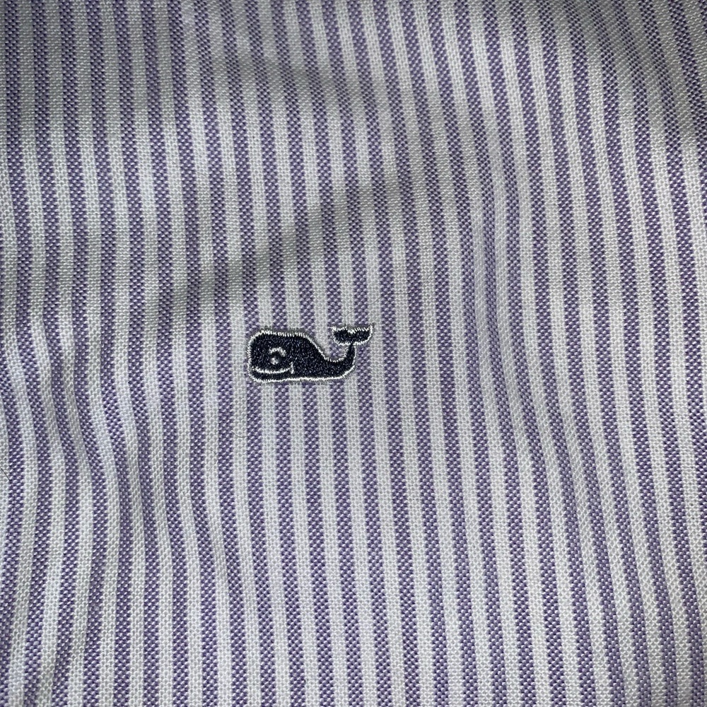 Boys vineyard vines oxford purple white L 16 18